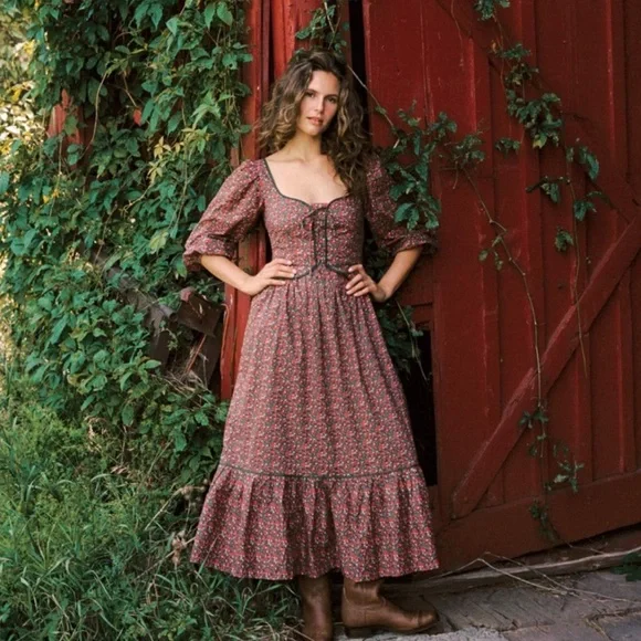 Christy Dawn The Narcissa Dress in Evergreen Apple Harvest - Picture 14 of 15